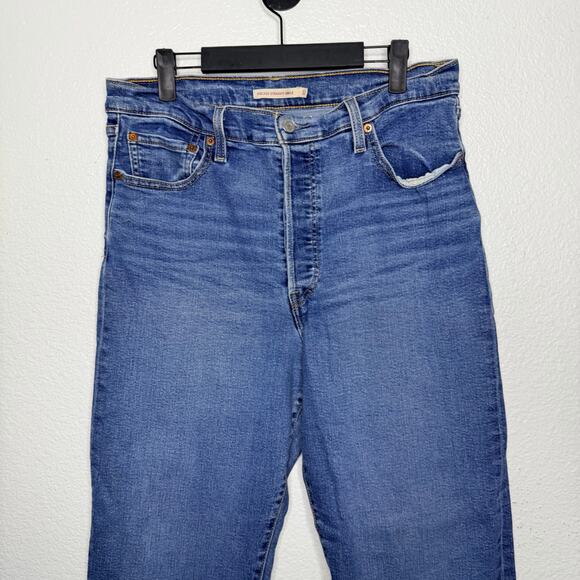 Levi's Womens Size 32 Ribcage Straight Ankle Medium Wash Denim Blue Casual - Picture 10 of 15